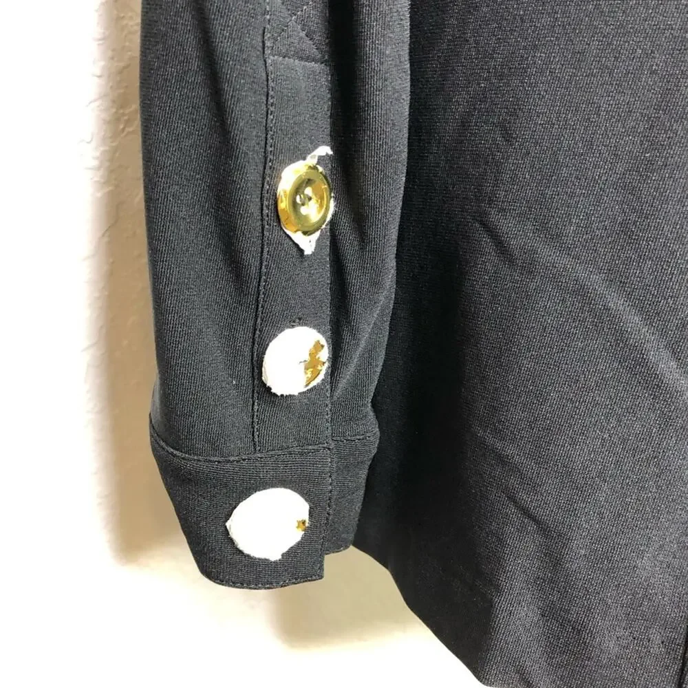 Boston Proper black white trim zip front blazer jacket size Medium NWOT